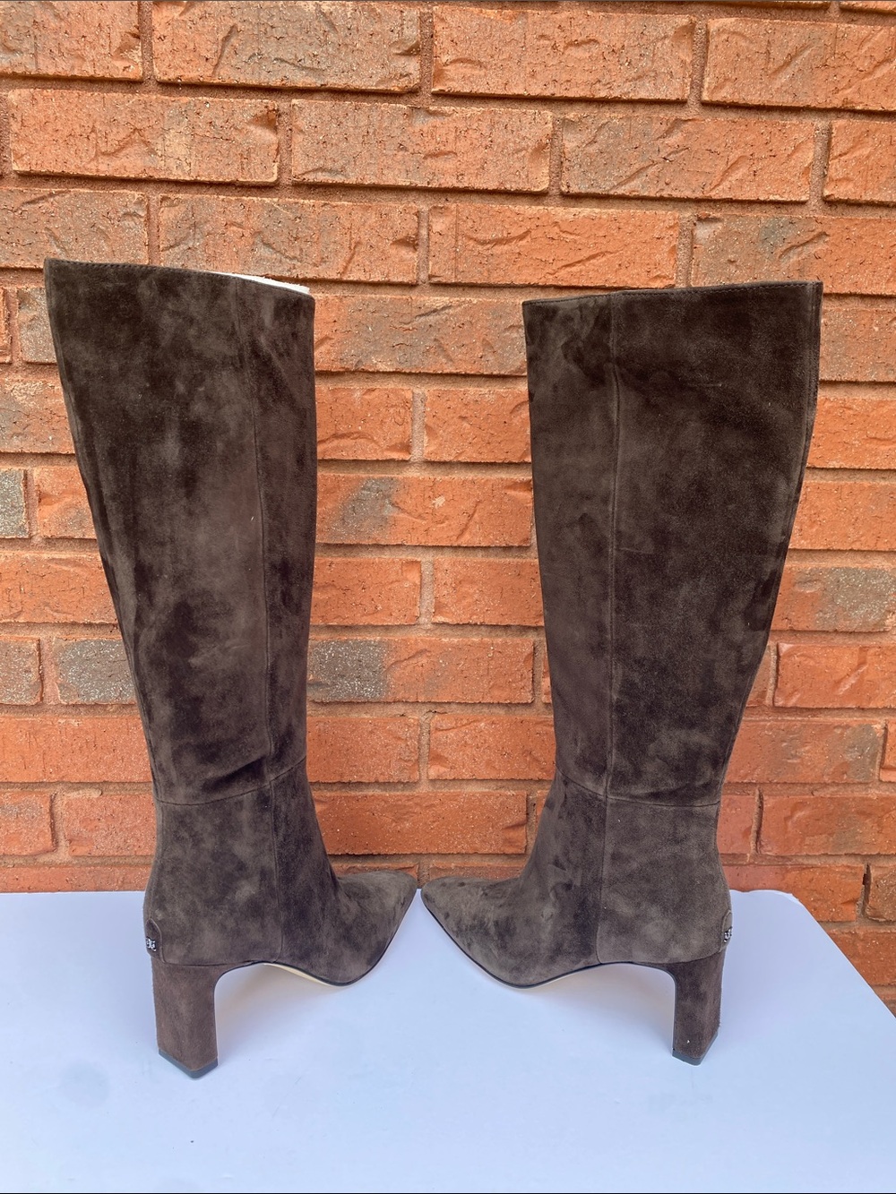 Sam Edelman Brown Suede Knee-High Heeled Boots 9 - Picture 4 of 11